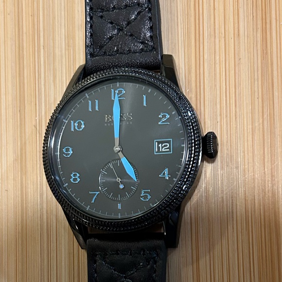 Hugo Boss Watch With 44mm Black Face & Black Leather Band - Picture 3 of 8